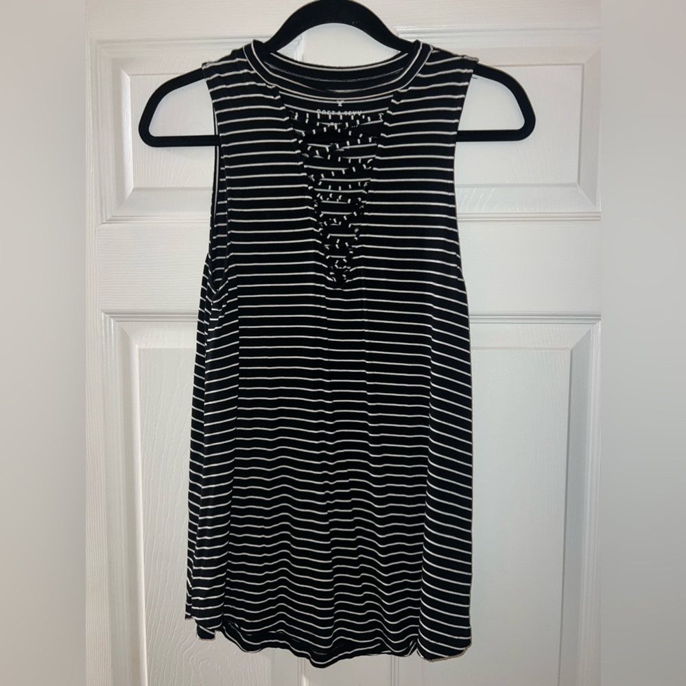 Soft &Sexy Sleeveless striped cross front tank